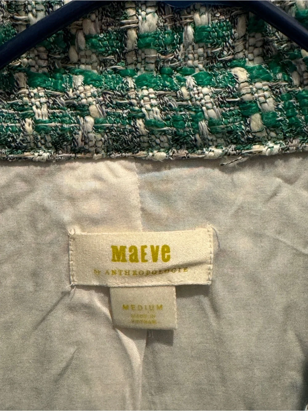 Anthropologie x Maeve Green White Tweed Button-Front Jacket Shacket $138.00 - Picture 11 of 15